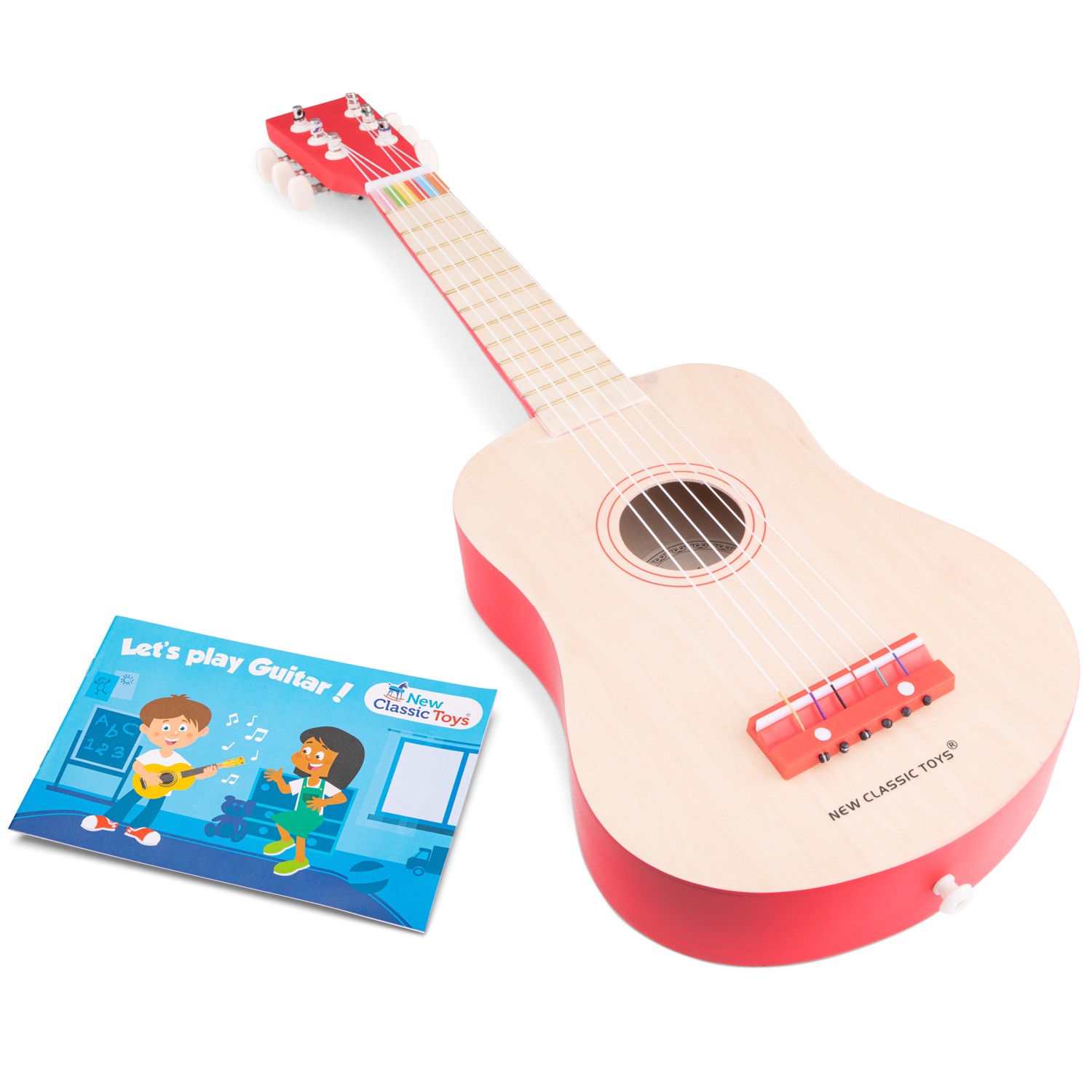 Kinderinstrument Musikinstrument New Classic Toys Gitarre de Luxe hellbraun/rot 