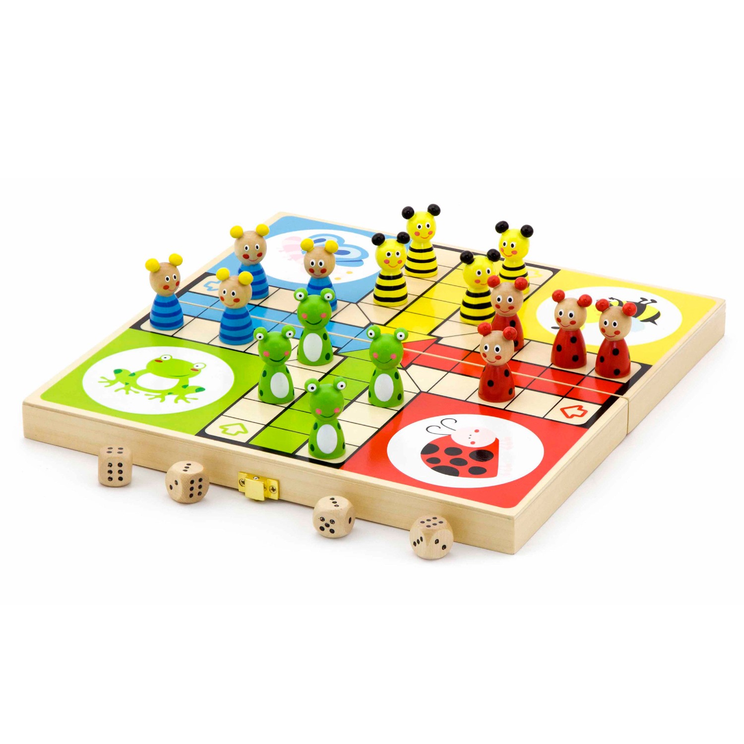 Wooden Ludo Game Animals Traditional Toys For Kids 