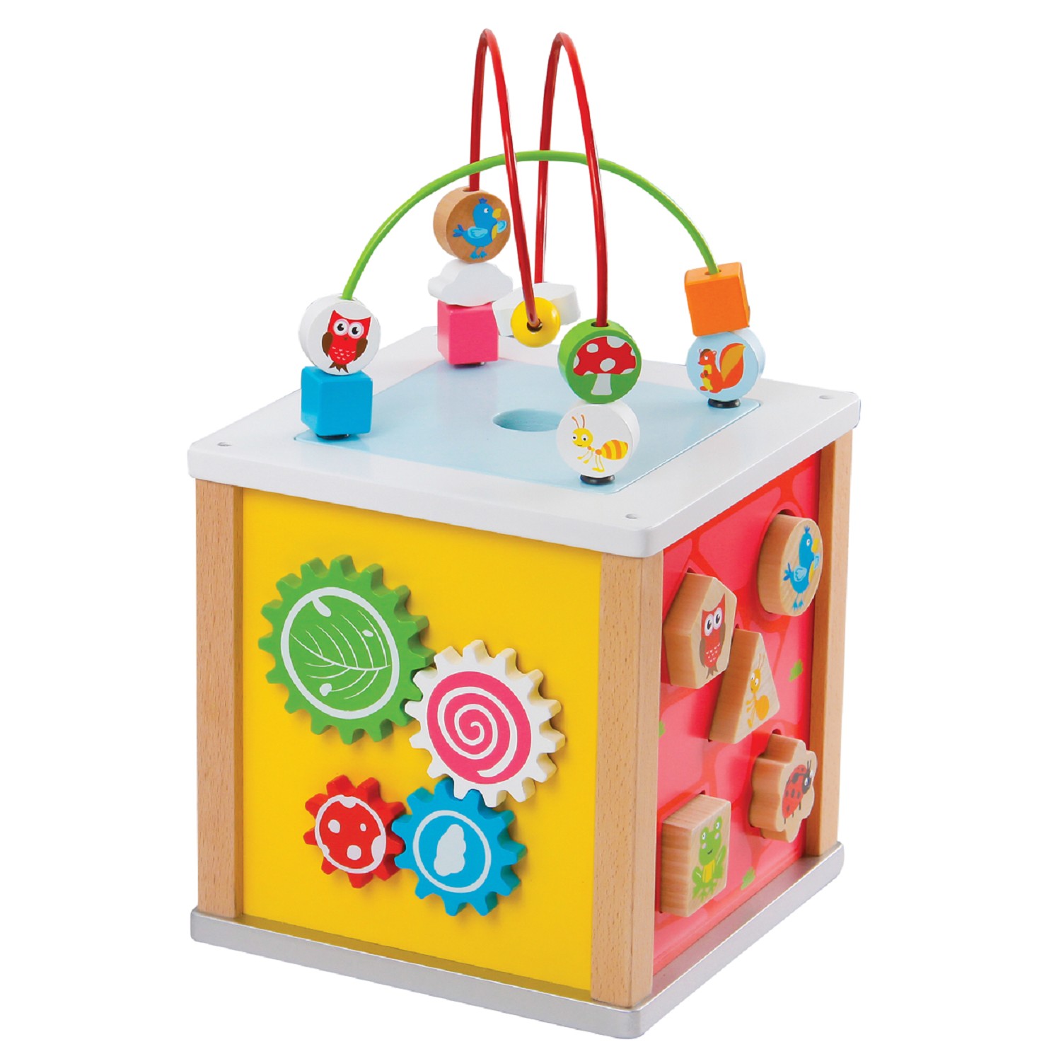 lelin wooden activity cube