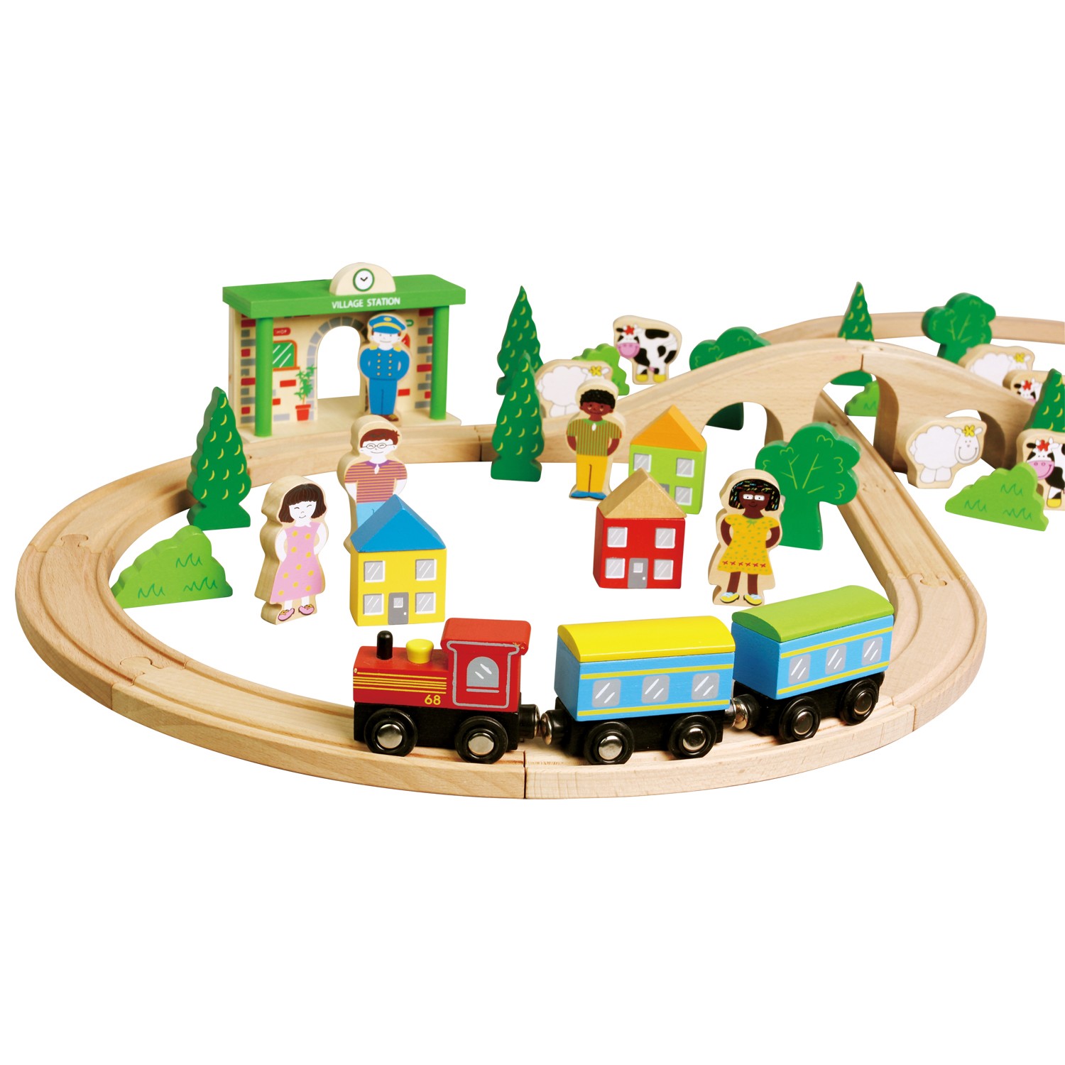 childrens wooden train set