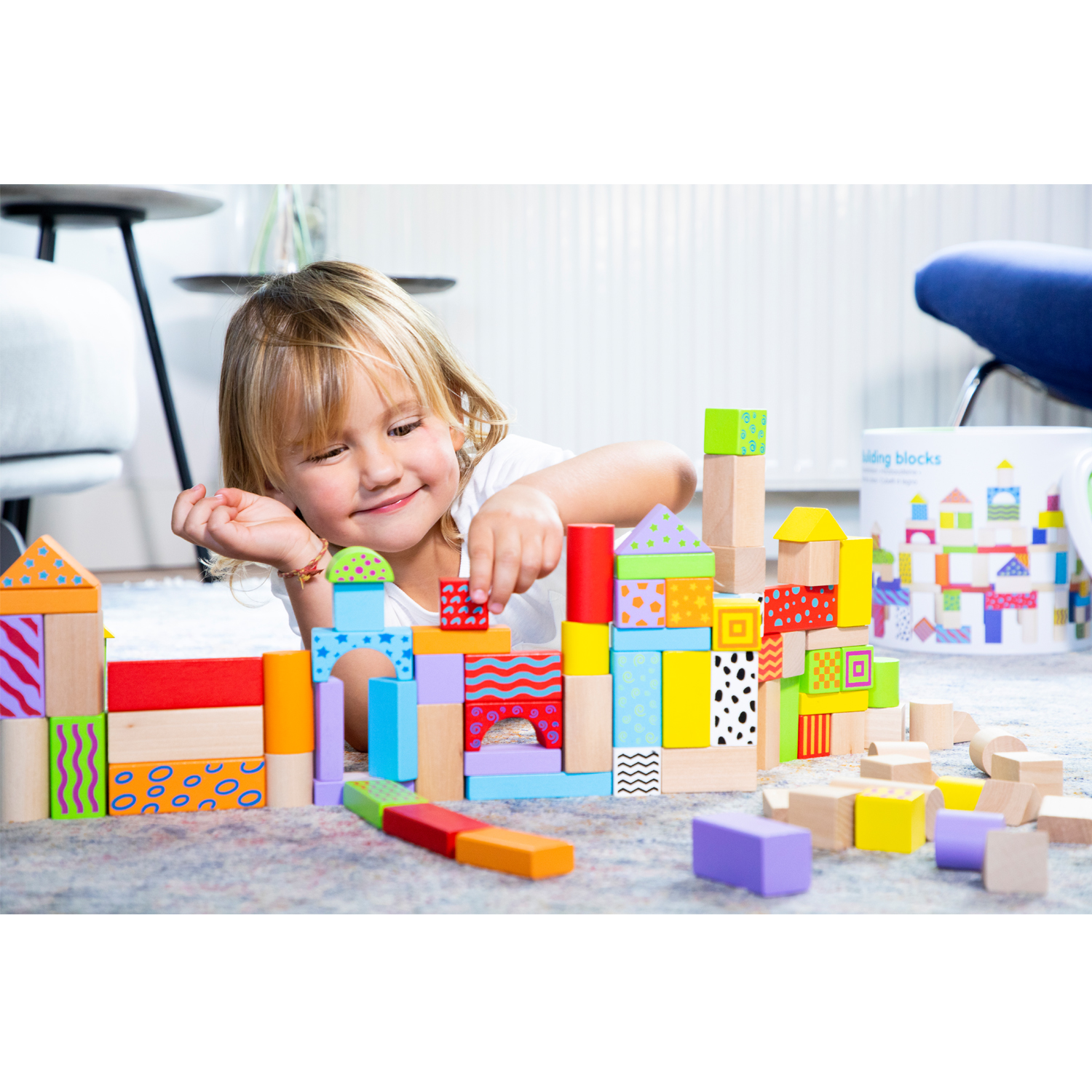 New Classic Toys Building Blocks In A Drum Colored 100 Pcs